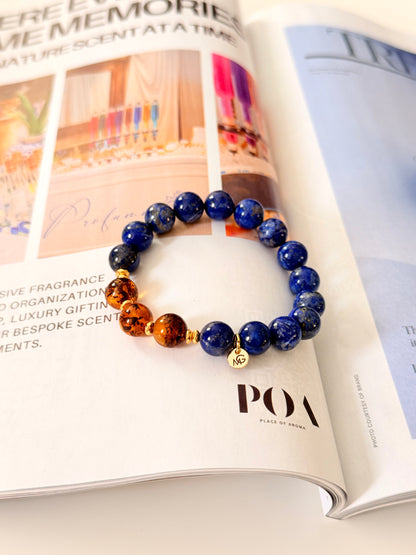 Lapis Lazuli - Natural Amber Bracelet