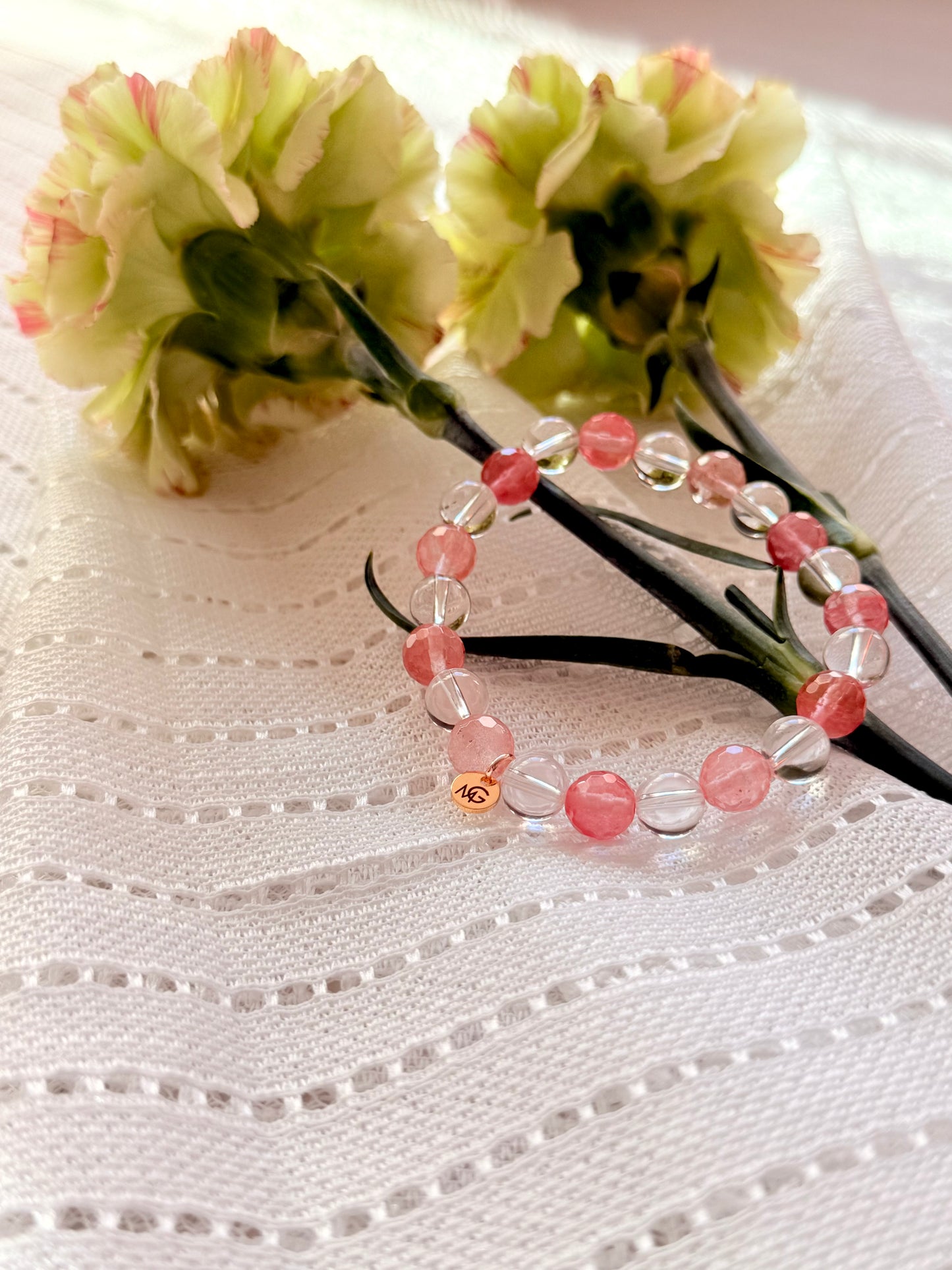 Clear Quartz - Watermelon Quartz Bracelet