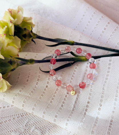 Clear Quartz - Watermelon Quartz Bracelet