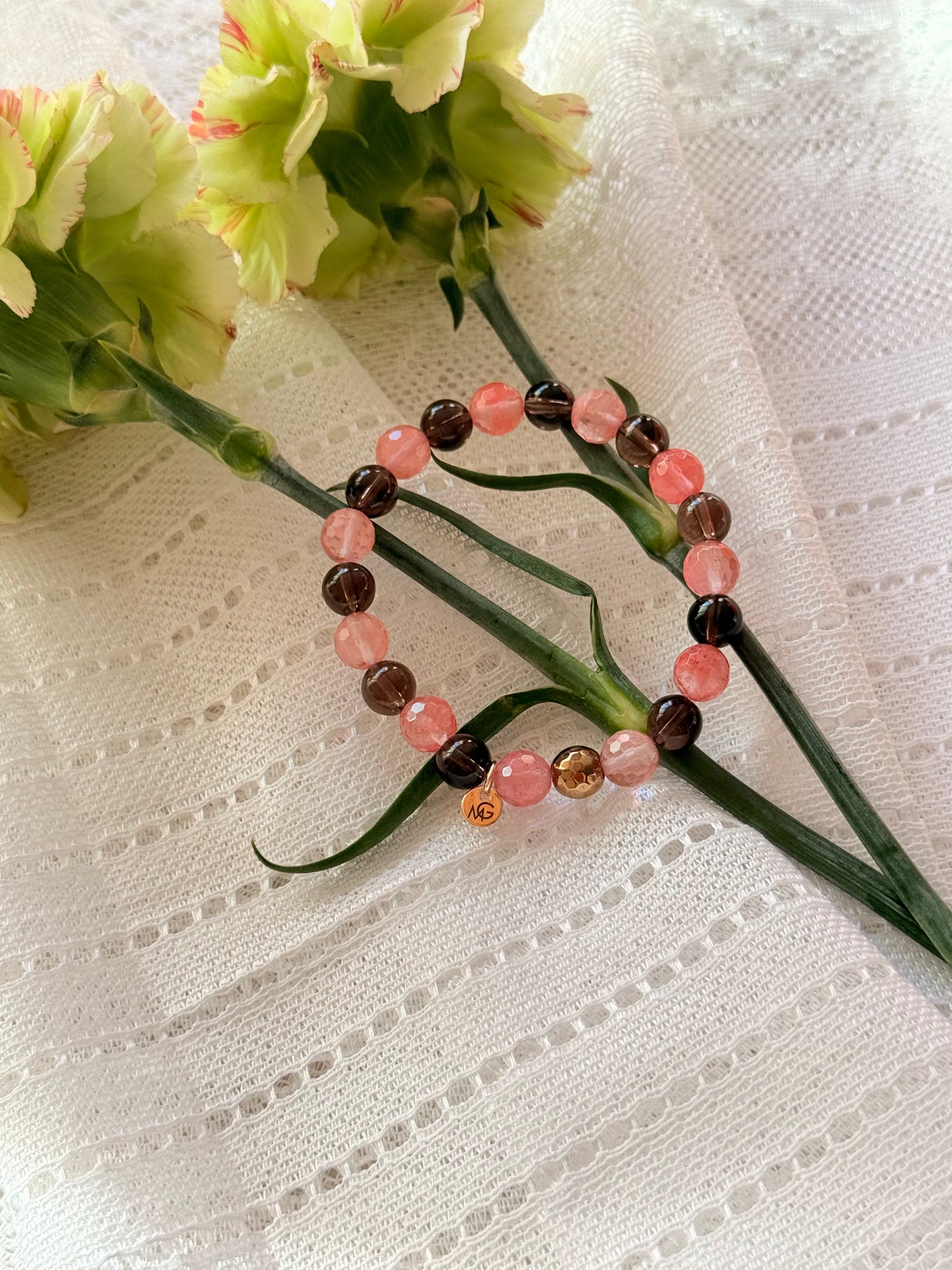 Smokey Quartz - Watermelon Quartz Bracelet