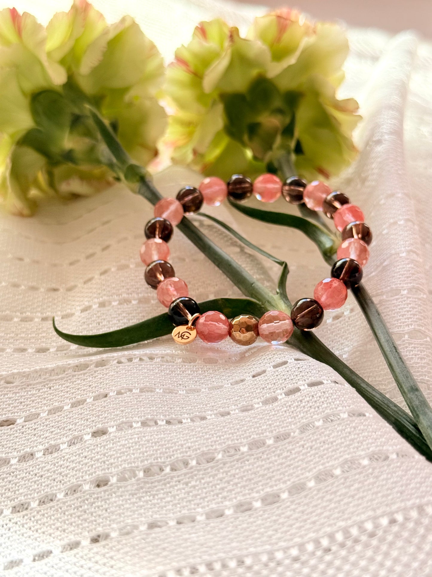 Smokey Quartz - Watermelon Quartz Bracelet