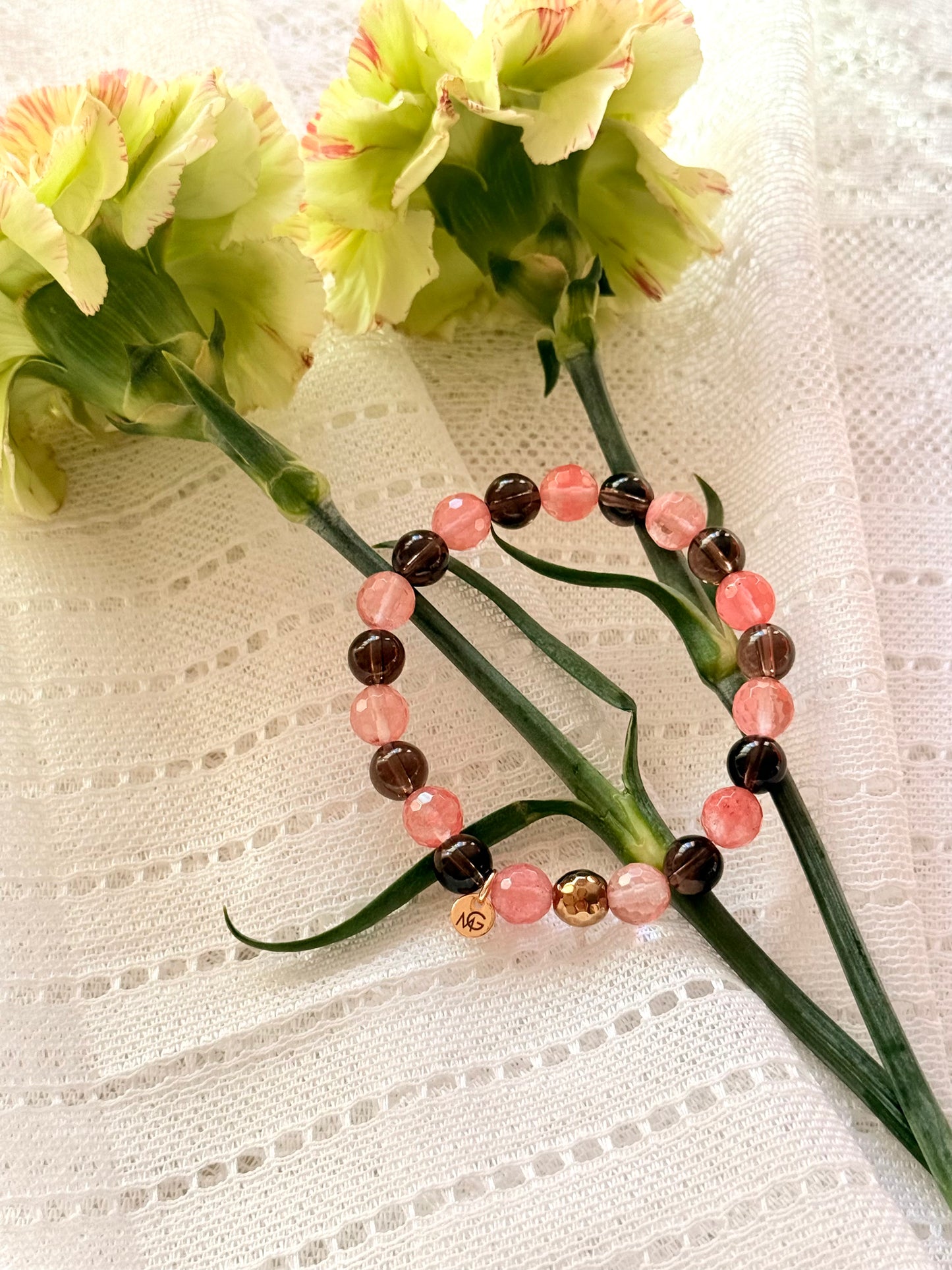 Smokey Quartz - Watermelon Quartz Bracelet