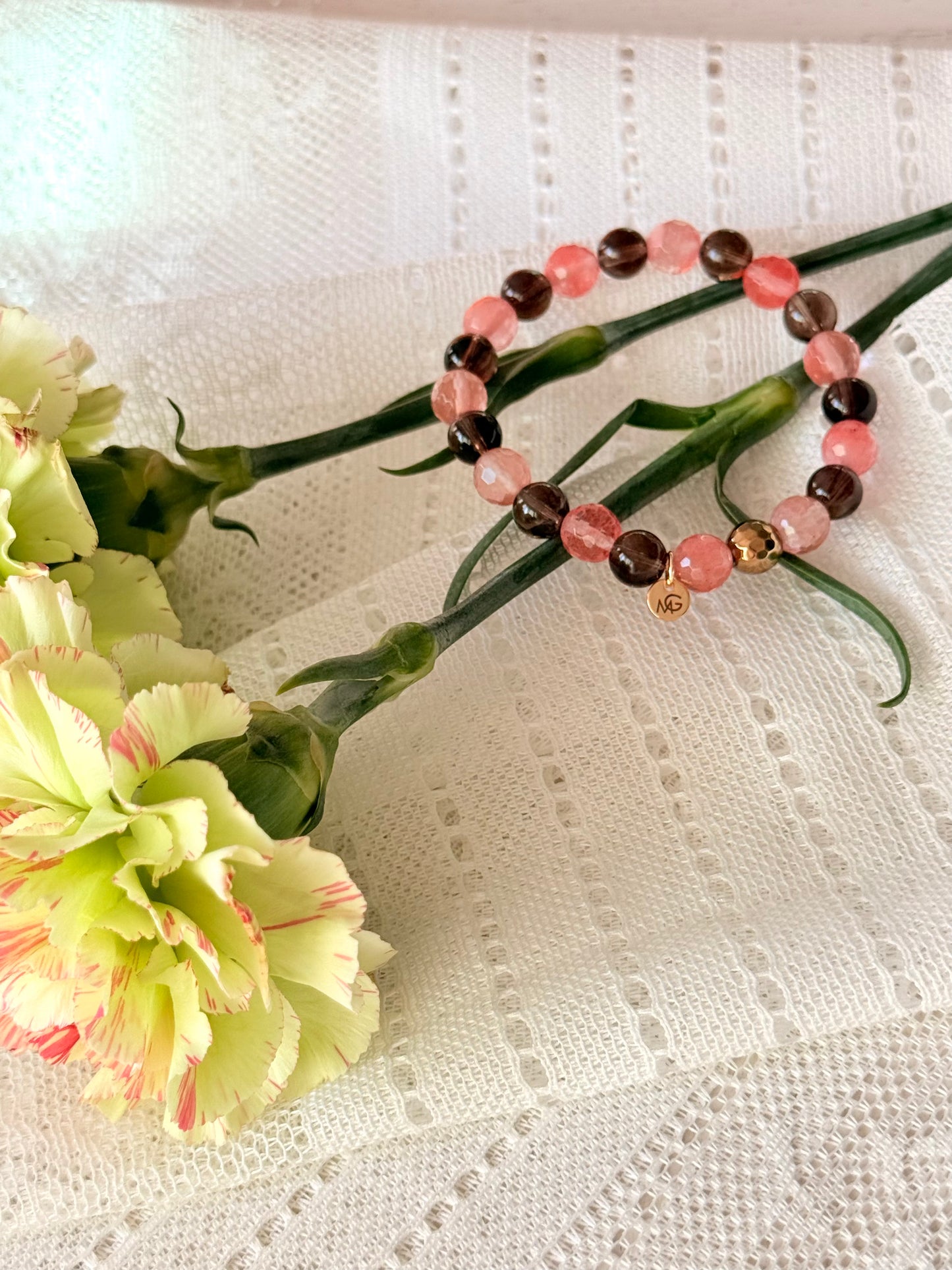 Smokey Quartz - Watermelon Quartz Bracelet