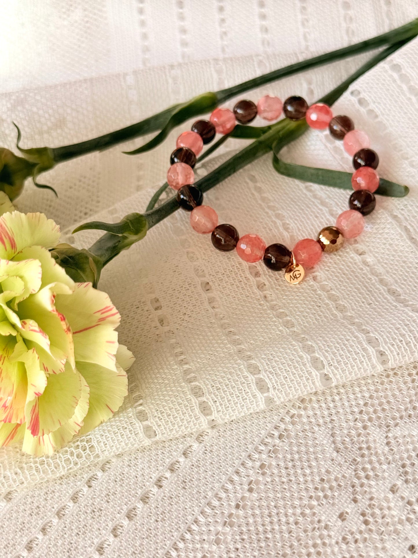 Smokey Quartz - Watermelon Quartz Bracelet
