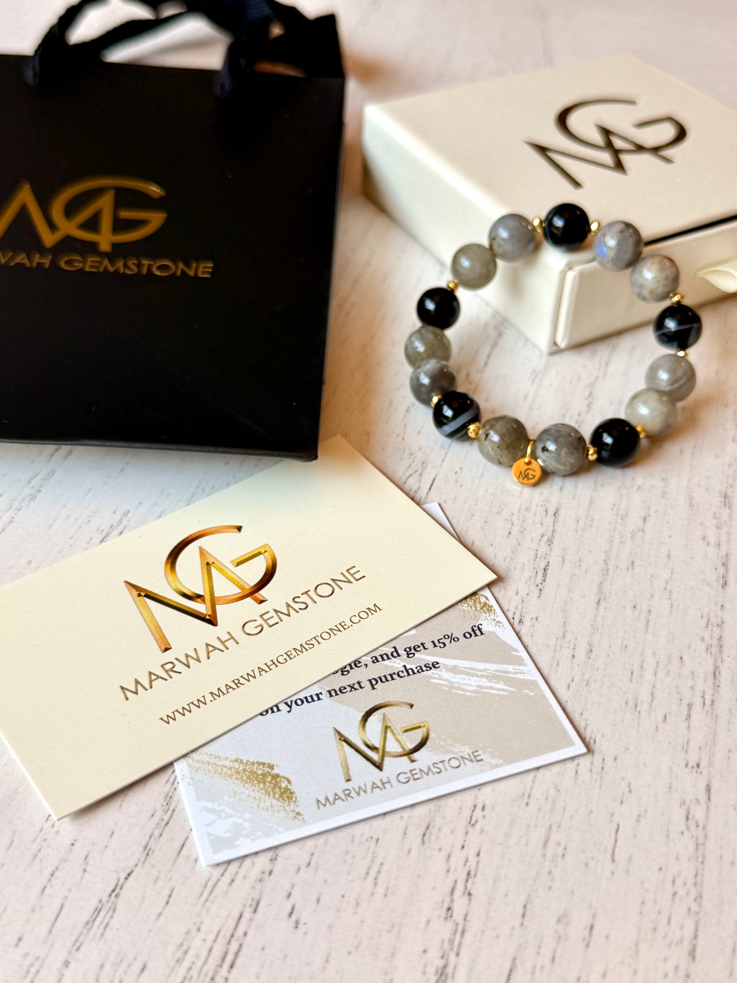 Labradorite - Black Agate Bracelet