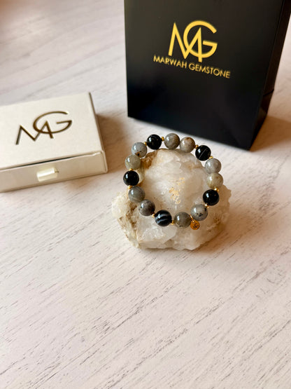 Labradorite - Black Agate Bracelet
