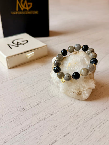Labradorite - Black Agate Bracelet