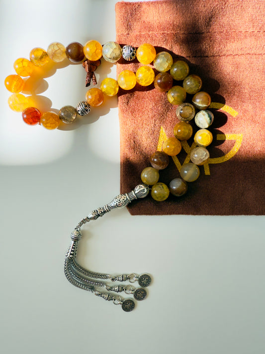 Yellow Agate 33-Bead Misbaha with 10mm bead size