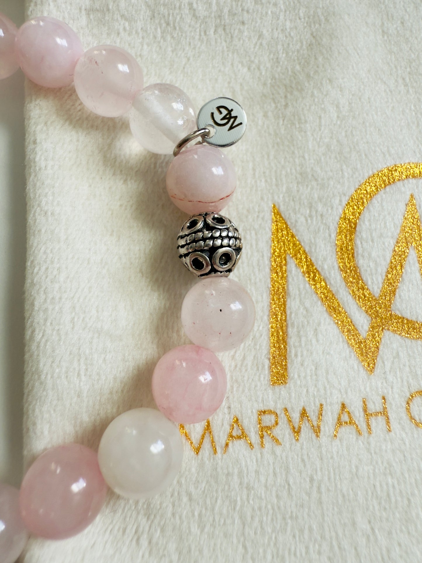 Rose Quartz Bracelet with Amethyst and Natural Coral Charm