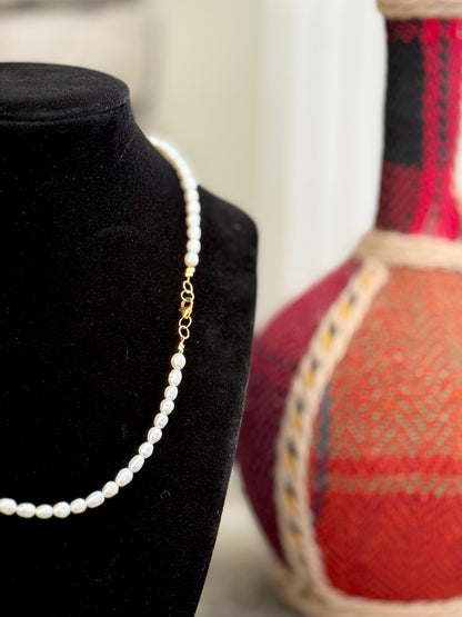 Cultured Natural Pearl Bracelet and Necklace Set with Gold 21-K