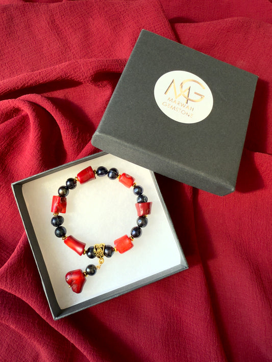 Rare Freshwater Black Pearls - Natural Coral