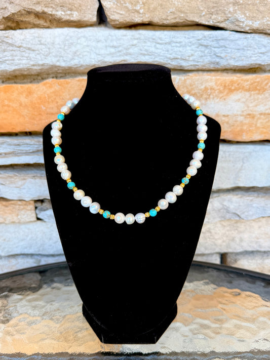 Turquoise - Freshwater Pearls Necklace