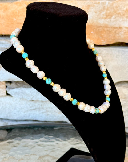 Turquoise - Freshwater Pearls Necklace