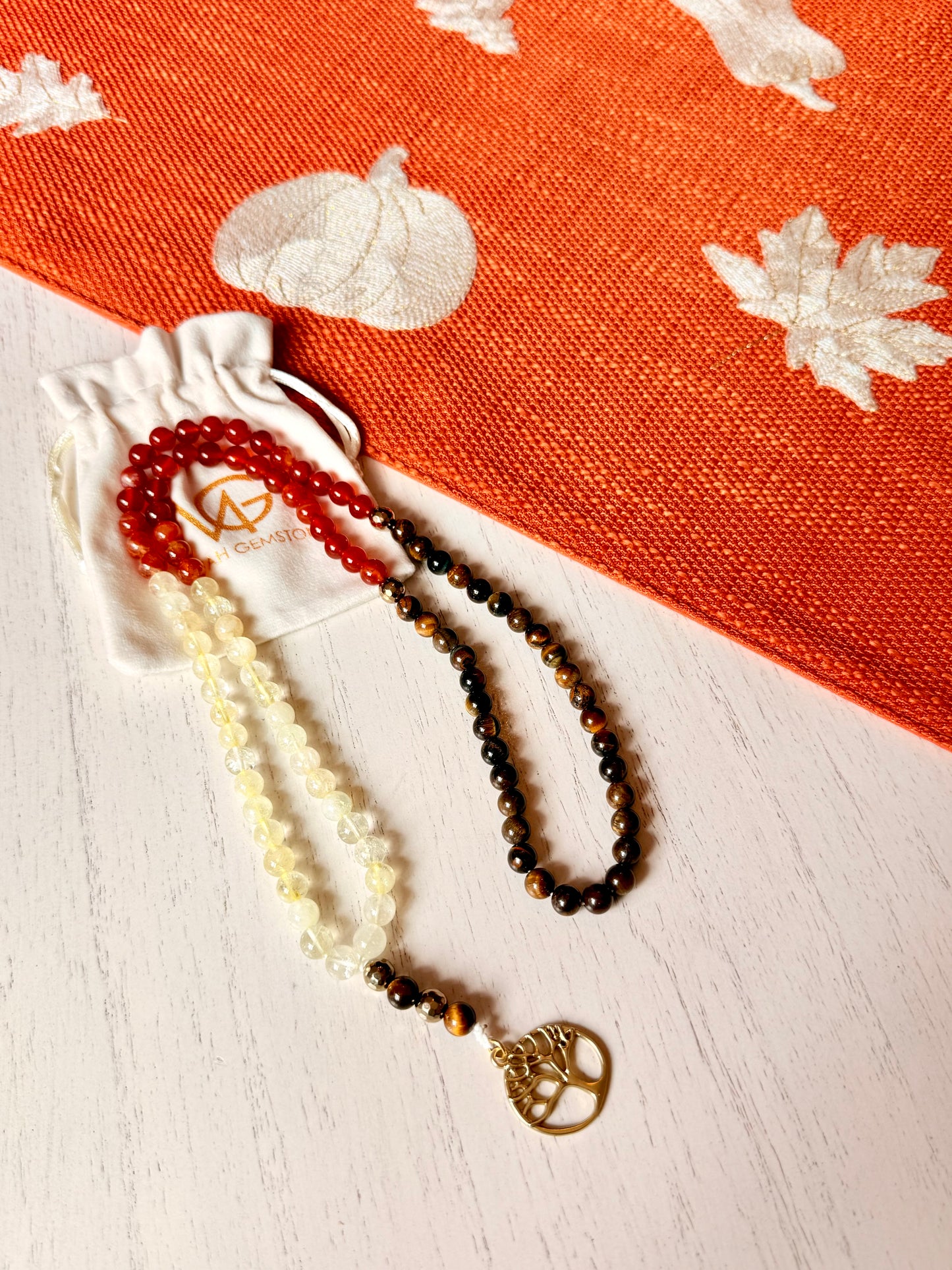 99-Bead Tiger Eye - Red Agate - Citrine Misbaha