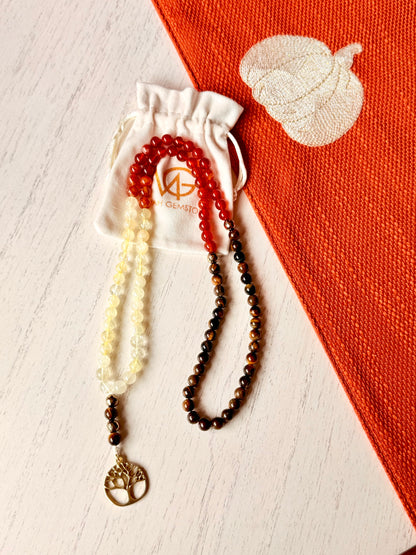 99-Bead Tiger Eye - Red Agate - Citrine Misbaha