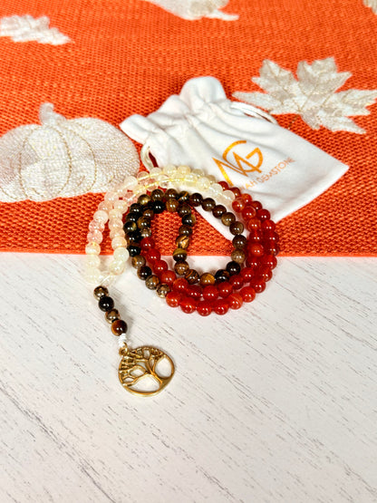 99-Bead Tiger Eye - Red Agate - Citrine Misbaha