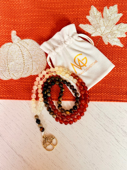 99-Bead Tiger Eye - Red Agate - Citrine Misbaha