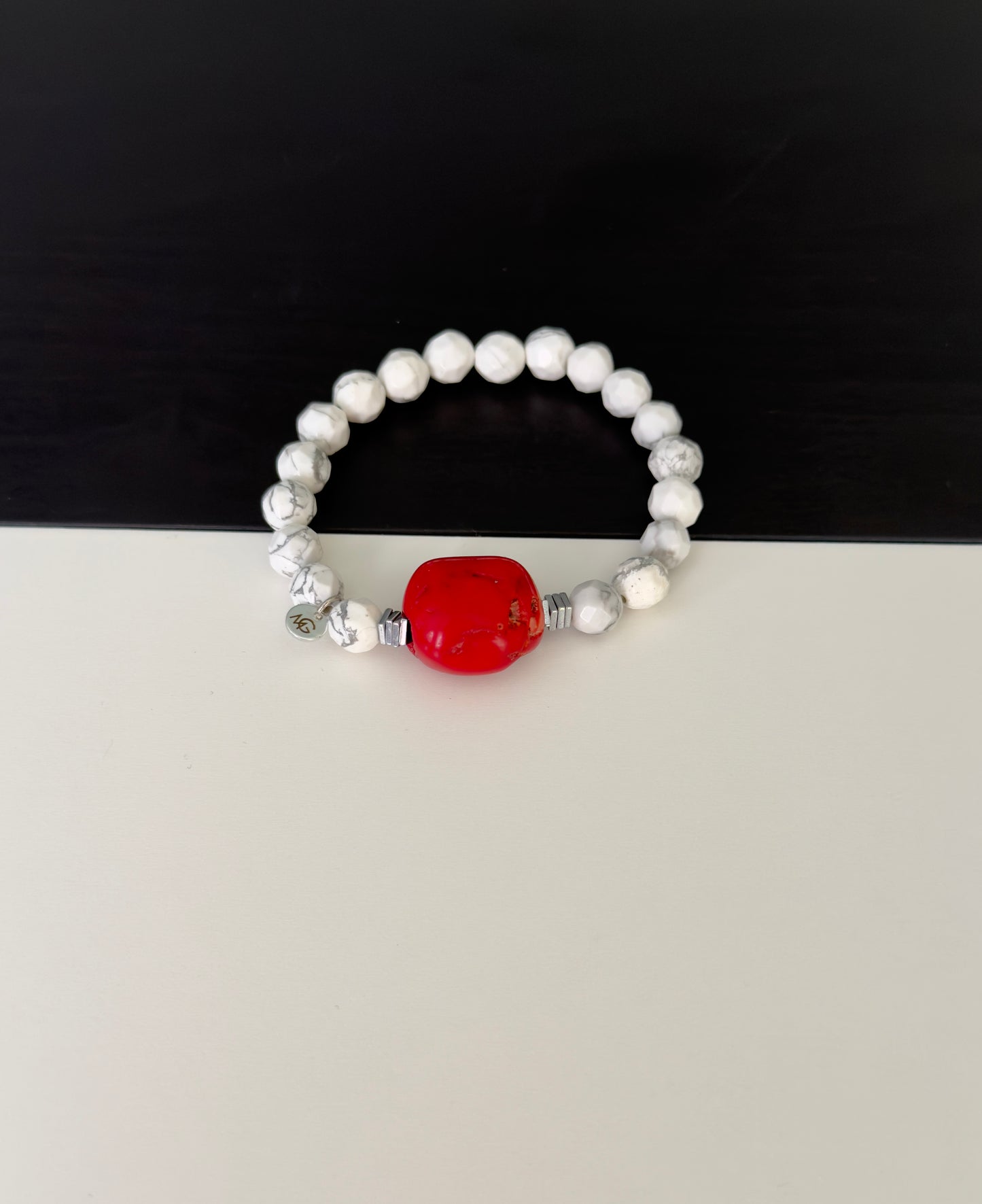 Faceted Howlite - Natural Coral Bracelet
