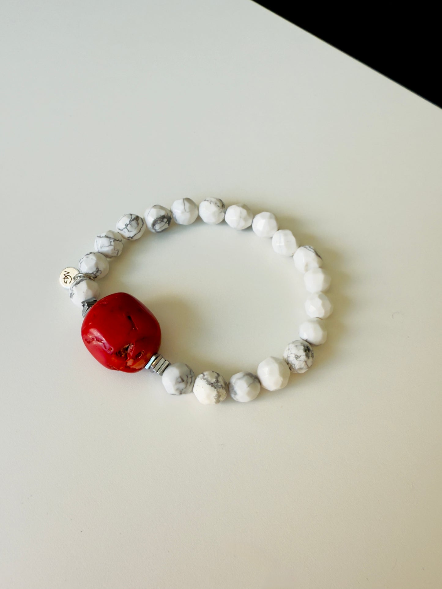 Faceted Howlite - Natural Coral Bracelet