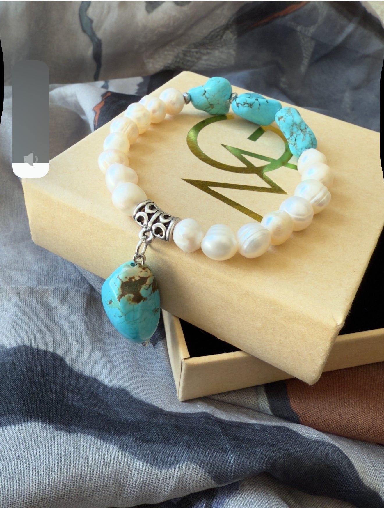 Raw Turquoise - Natural Pearl Bracelet