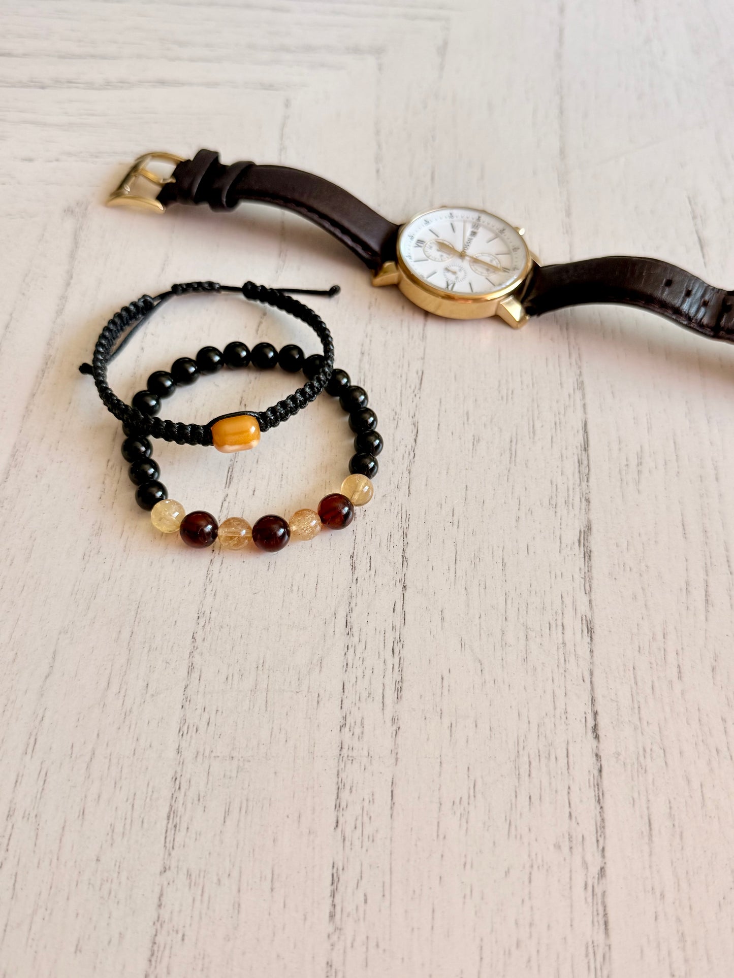Black Obsidian - Citrine - Amber Bracelets