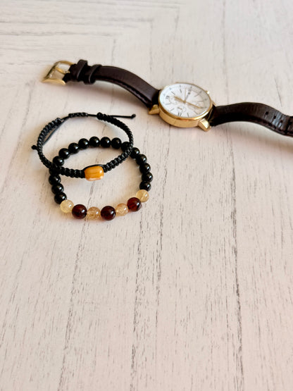 Black Obsidian - Citrine - Amber Bracelets