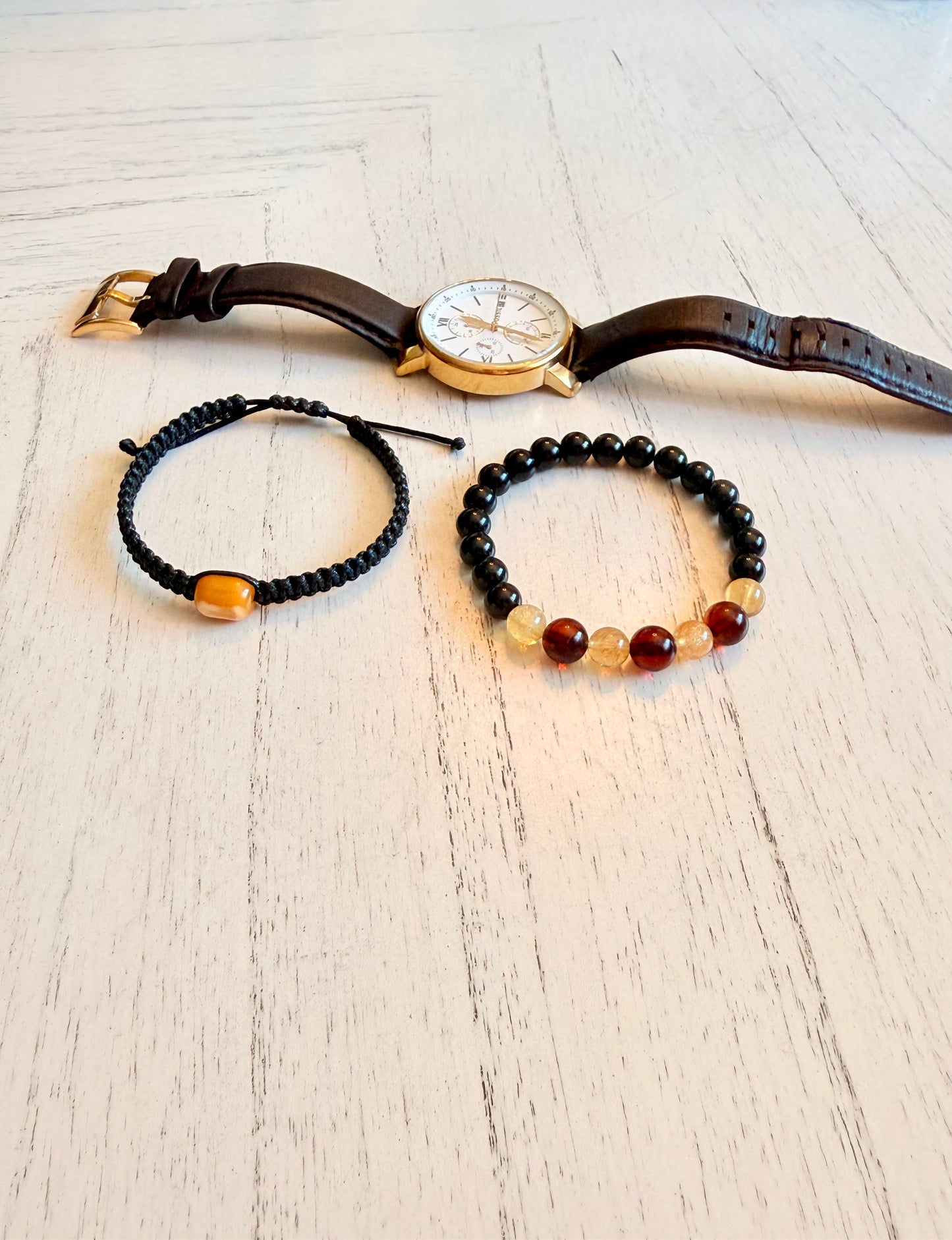 Black Obsidian - Citrine - Amber Bracelets