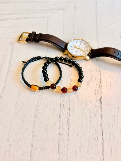 Black Obsidian - Citrine - Amber Bracelets