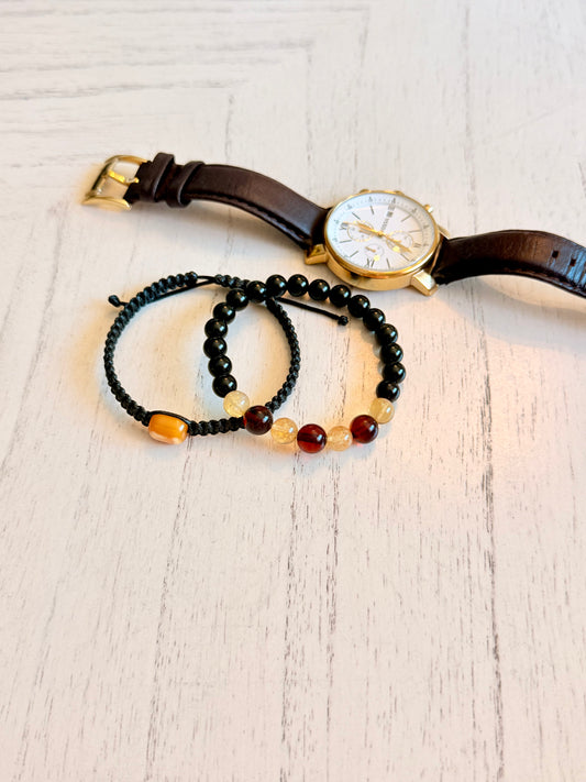 Black Obsidian - Citrine - Amber Bracelets