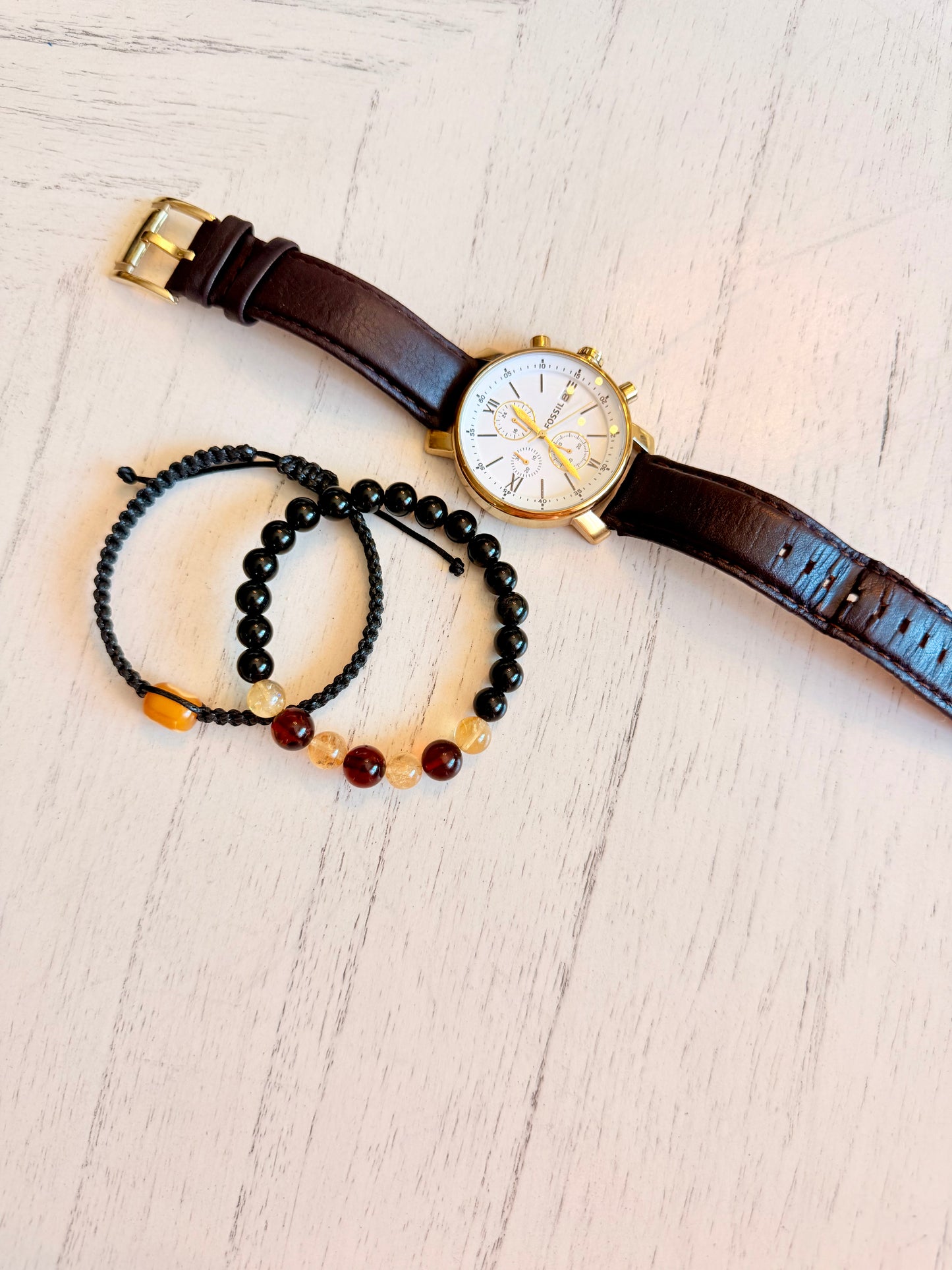 Black Obsidian - Citrine - Amber Bracelets