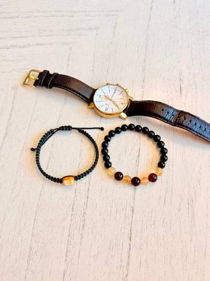 Black Obsidian - Citrine - Amber Bracelets