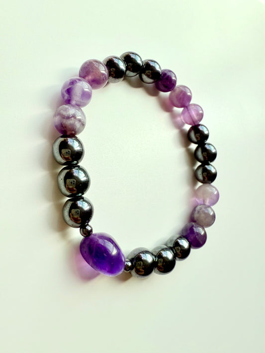 Hematite - Amethyst Bracelet
