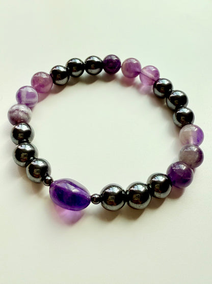 Hematite - Amethyst Bracelet