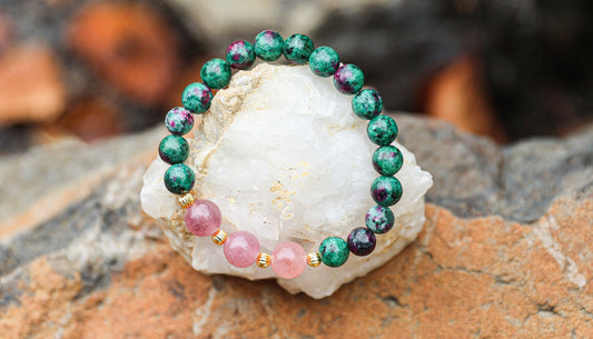Strawberry Quartz-Imperial Jasper Bracelet