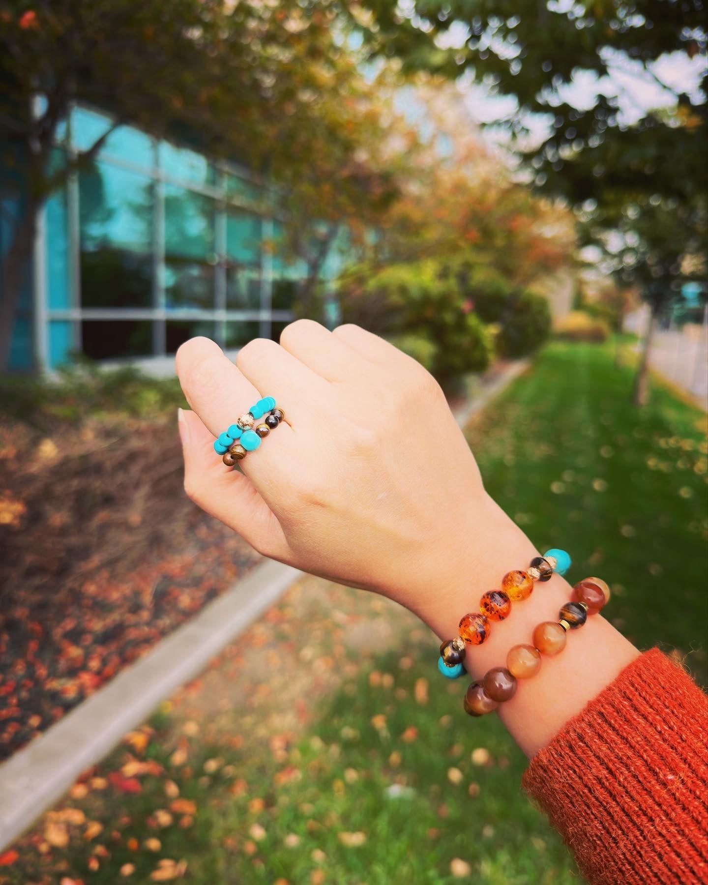 Turquoise and Tiger eye Rings