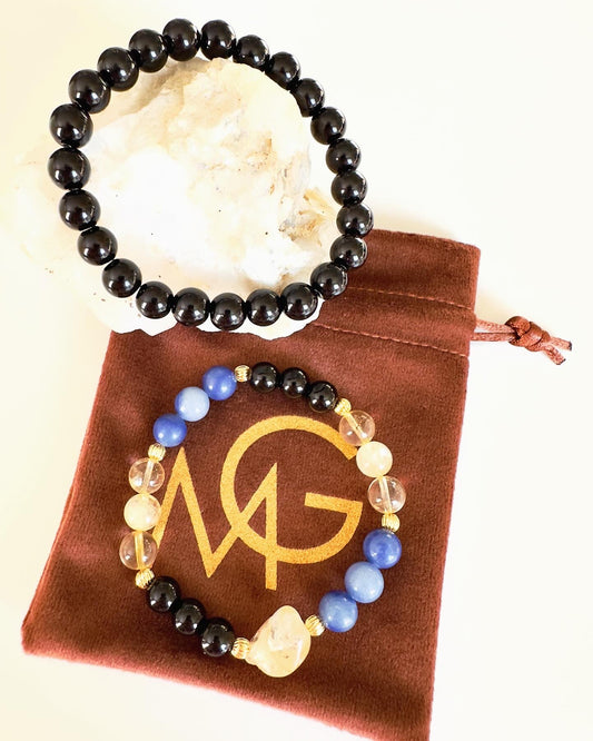 Blue Aventurine, Citrine, Tiger Eye + Tiger Eye Man and Woman Bracelet Set