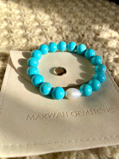 Girls Bracelet Turquoise - Freshwater Pearl