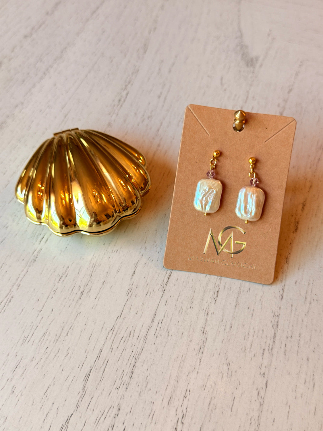 Natural Pearl Earrings with Swarovski Spacers