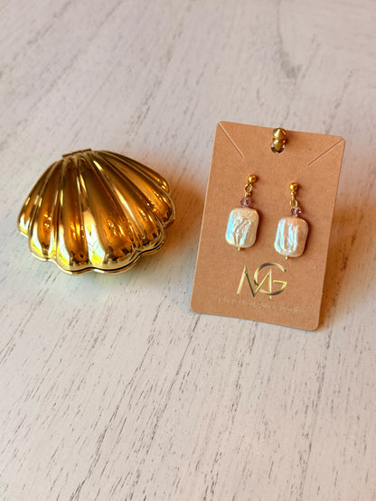 Natural Pearl Earrings with Swarovski Spacers