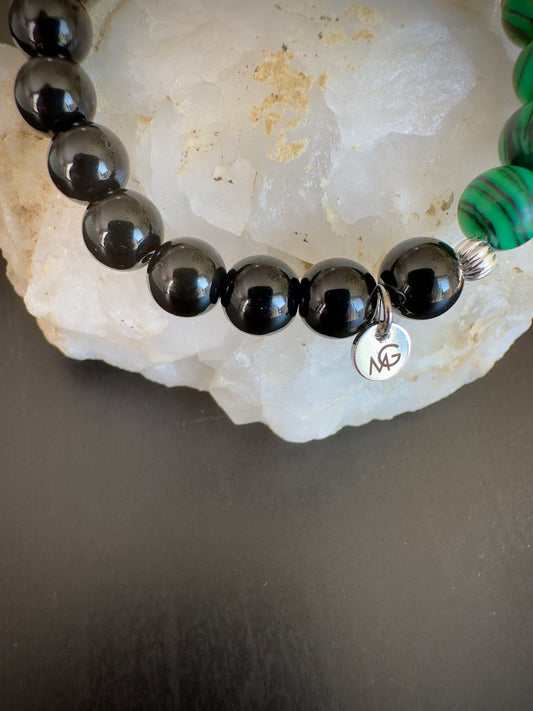 Malachite-Black Agate Bracelet