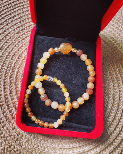 Yellow Agate Mama and Son Bracelet Set