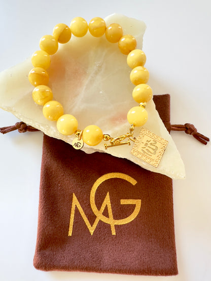Yellow Amber Bracelet W/ Charm (SOLD OUT)